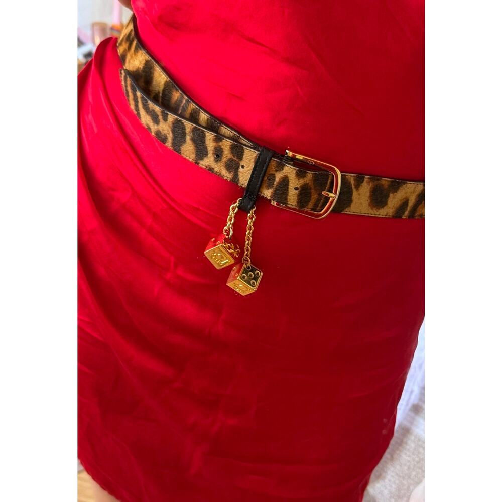 Christian Dior Vintage 2004 Galliano Gambler Leopard Pony Hair Dice Belt